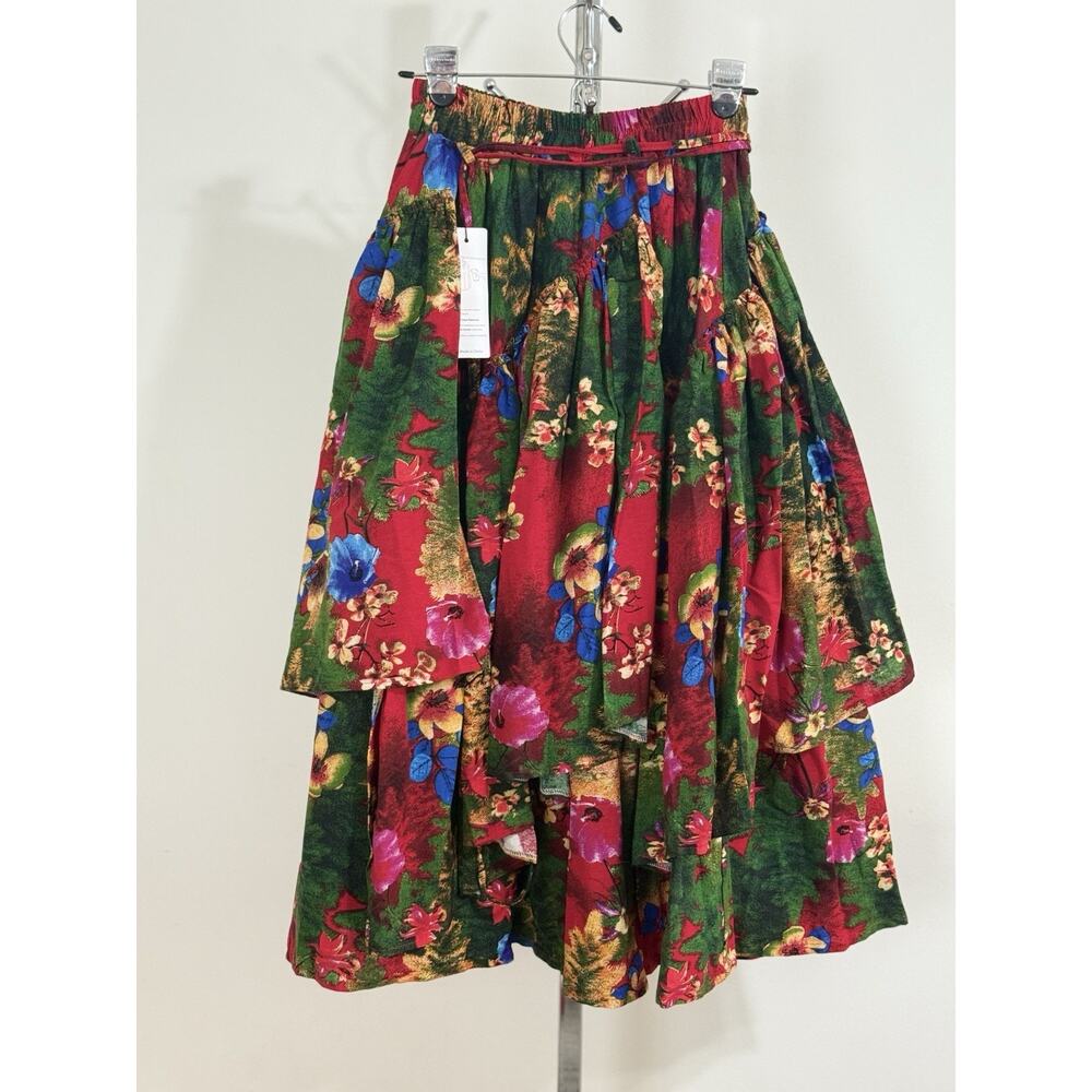 Vintage Women’s Maxi Skirt Floral Boho Layered Festival Whimsigoth Size XS NWT - Picture 6 of 12